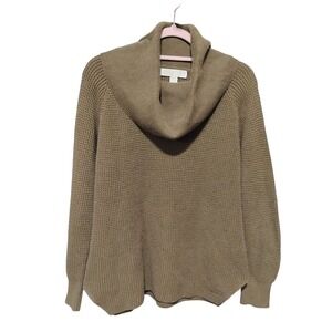 Michael Kors Womens Sweater Medium Cowl Neck Knit Olive Green Cozy